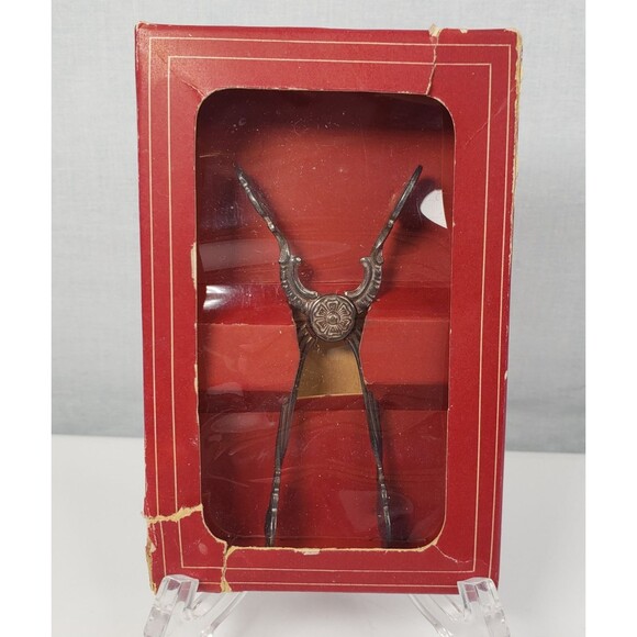 Vintage Nils Johan of Sweden Tidbit Tongs Silverplated Sugar Tongs Hinged w/Box - Picture 2 of 16